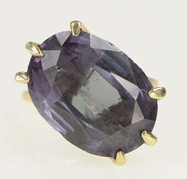 14K Yellow Gold Syn. Sapphire Vintage Bypass Cocktail Ring