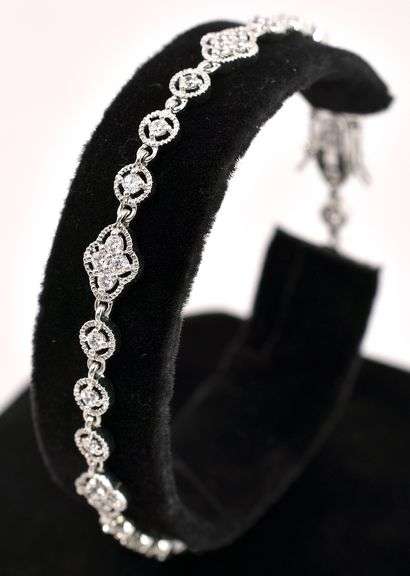 Sterling Silver CZ Fancy Link Bracelet