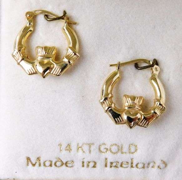 Authentic 14K Irish Claddagh Earrings