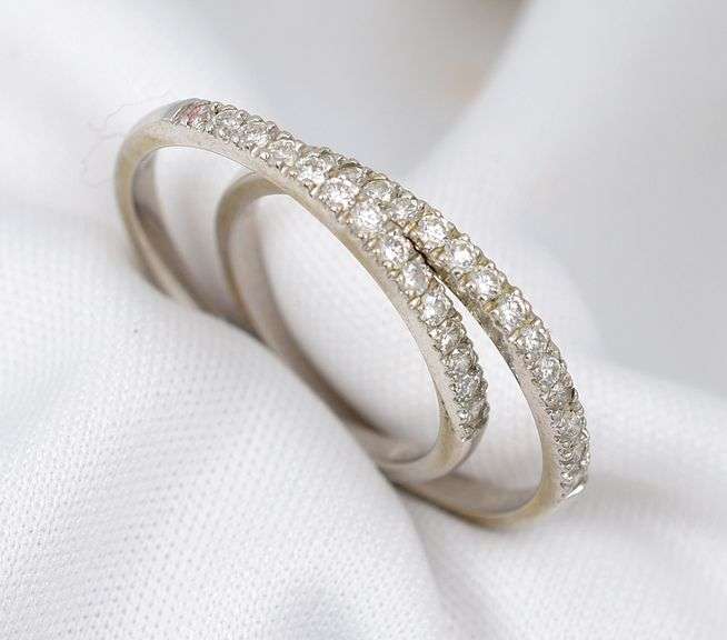 Useful Pair of 14K WG And Diamond Guard Rings