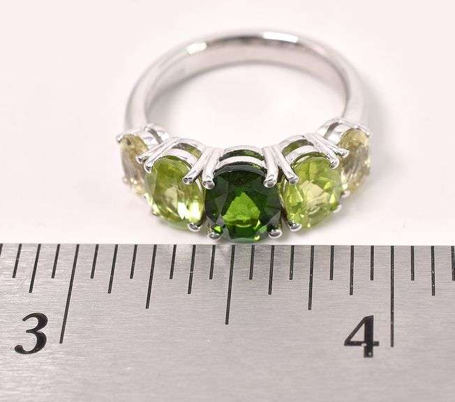 Sterling Silver Green CZ Gemstone Ring