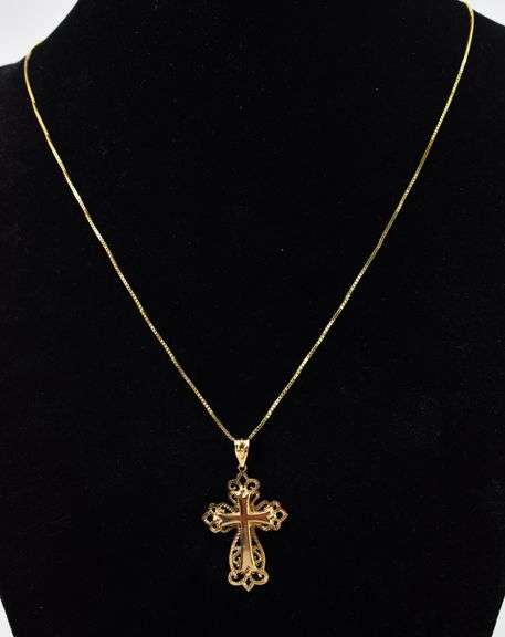 Spiritual 14K Yellow Gold Cross Pendant Necklace