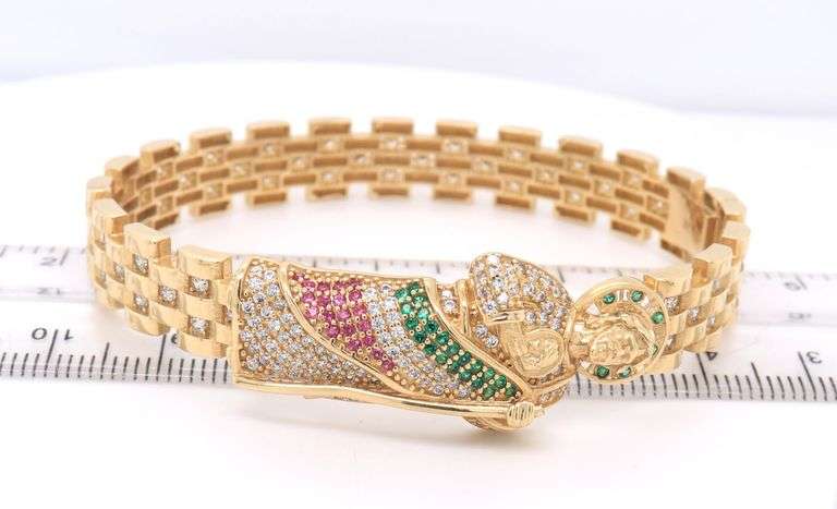 14kt Yellow gold Saint Jude cubic zirconia bangle braclet