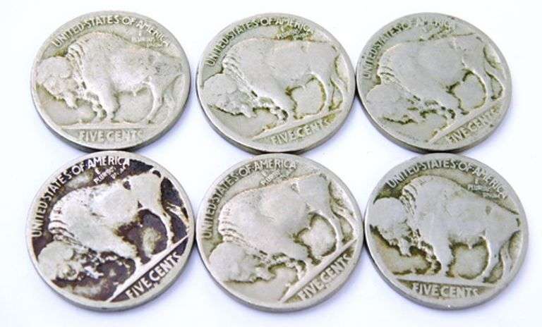 6 U.S. Buffalo Nickels
