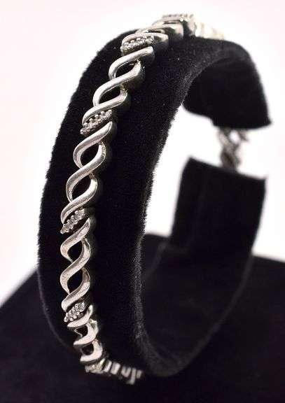 Sterling Silver Diamond Fancy Link Bracelet