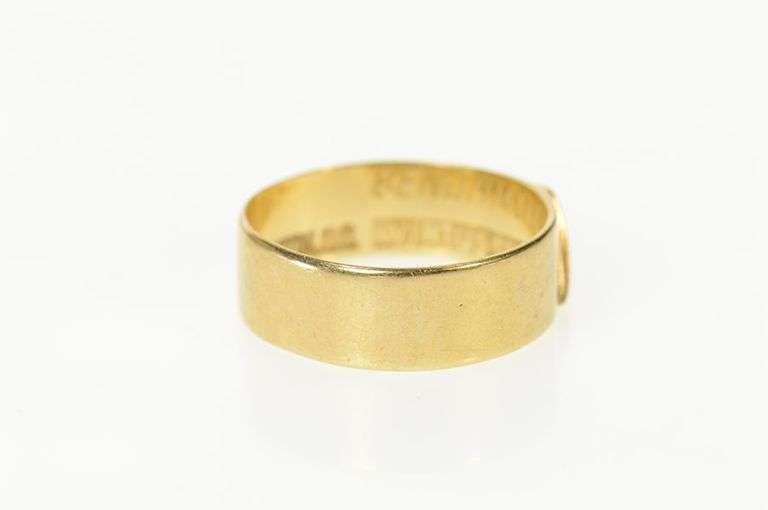 10K Yellow Gold Masonic Enamel Yod Symbol Men's Inscribed Ring