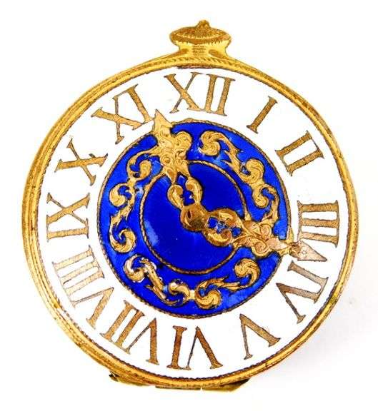 Antique Enameled Clock Face Trinket Box