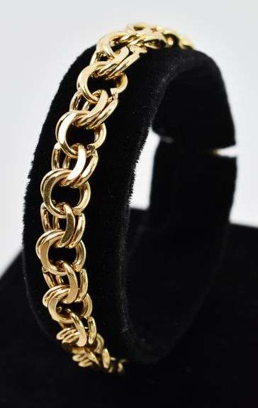 Sturdy 14K Yellow Gold Double Link Chain Bracelet