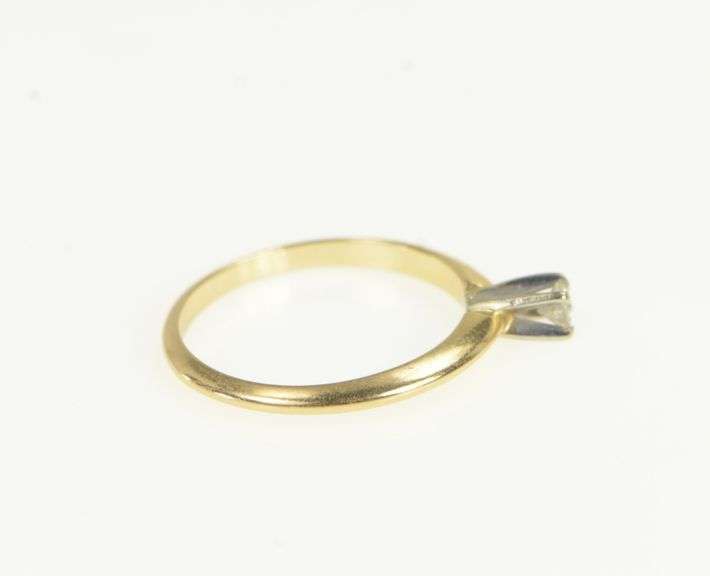 14K Yellow Gold 0.10 Ct Diamond Solitaire Classic Promise Ring