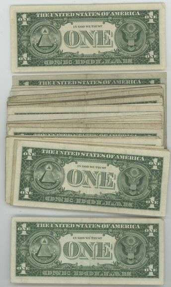 Large lot of 44 Series of 1957 $1 Silver Certificate STAR notes. Nice