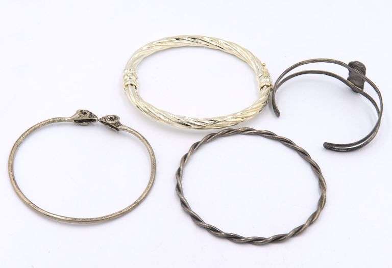 Group lot of 4 vintage 925 sterling silver bangles