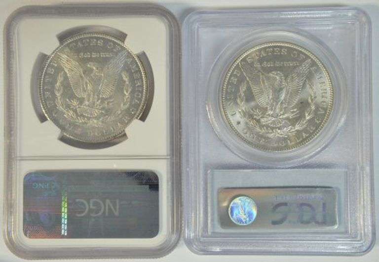 Blazing MS64 graded 1900 (PCGS) and 1901-O (NGC) Morgan Silver Dollars