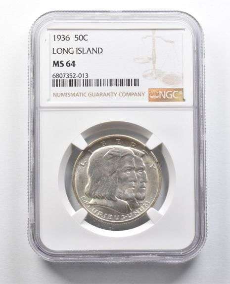 MS64 1936 Long Island Commemorative Half Dollar NGC