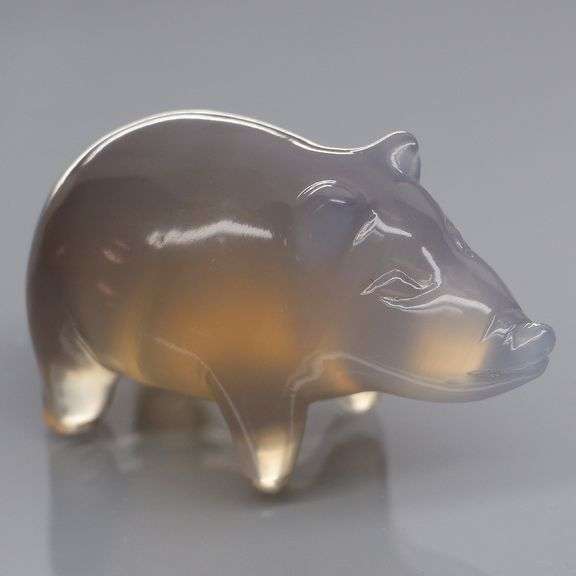 Cute 35.05ct Chalcedony pig carving