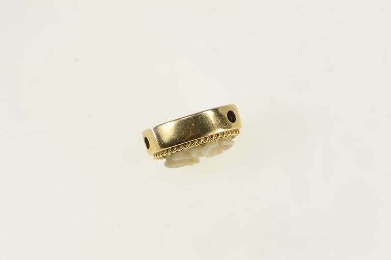 14K Yellow Gold Shell Flower Cameo Slide Bracelet Charm/Pendant
