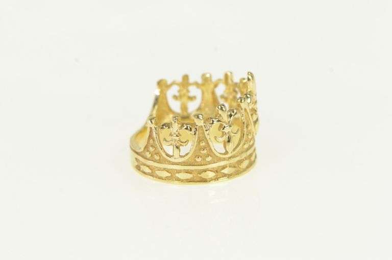 14K Yellow Gold Crown Tiara Royalty Queen Princess Ring