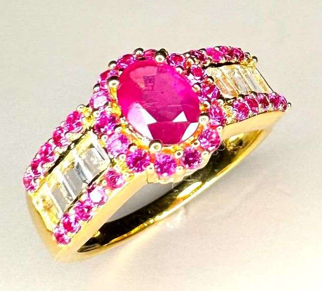 14 Kt Yellow Gold Plated Natural Ruby Ring