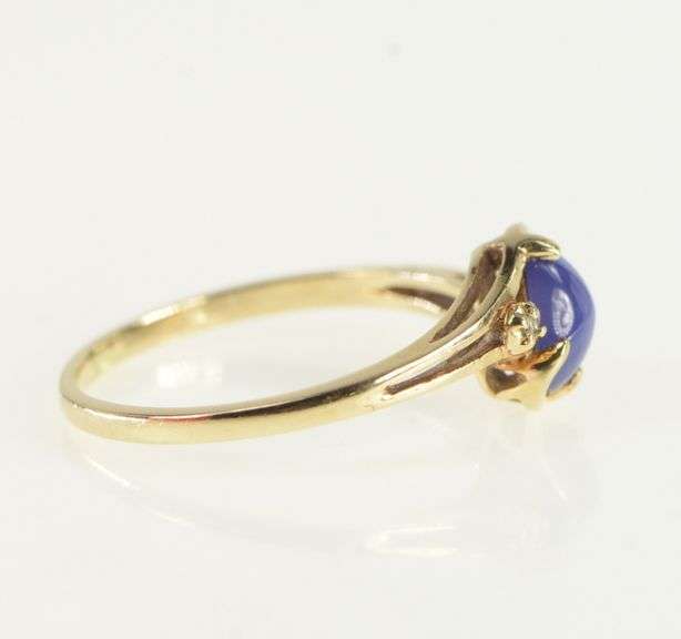 10K Yellow Gold Syn. Star Sapphire Diamond Bypass Ring
