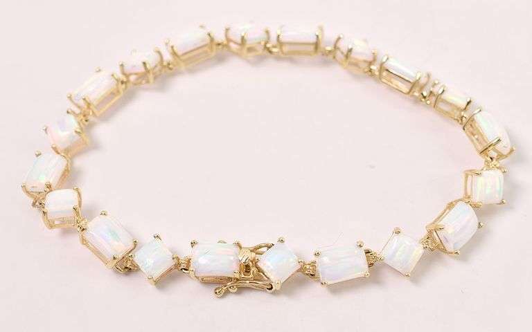 Amazing 14K Yellow Gold Opal Gemstone Bracelets