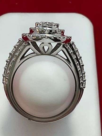 certified 14k white gold and diamond ring. 2.00 carats