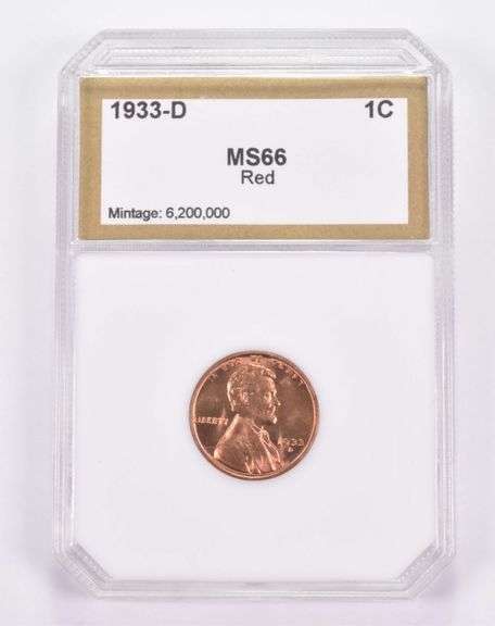 MS66 Red 1933-D Lincoln Wheat Cent PCI