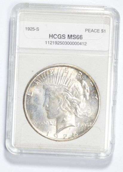 MS66 1925-S Peace Silver Dollar - Graded HCGS