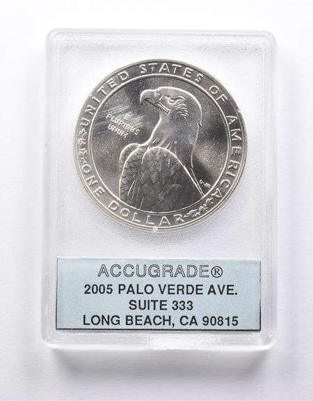 MS68 1983-P Olympic Discus Commemorative Dollar Accugrade Collectible Slab