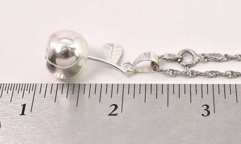 Sterling Silver Apple Pendant Necklace