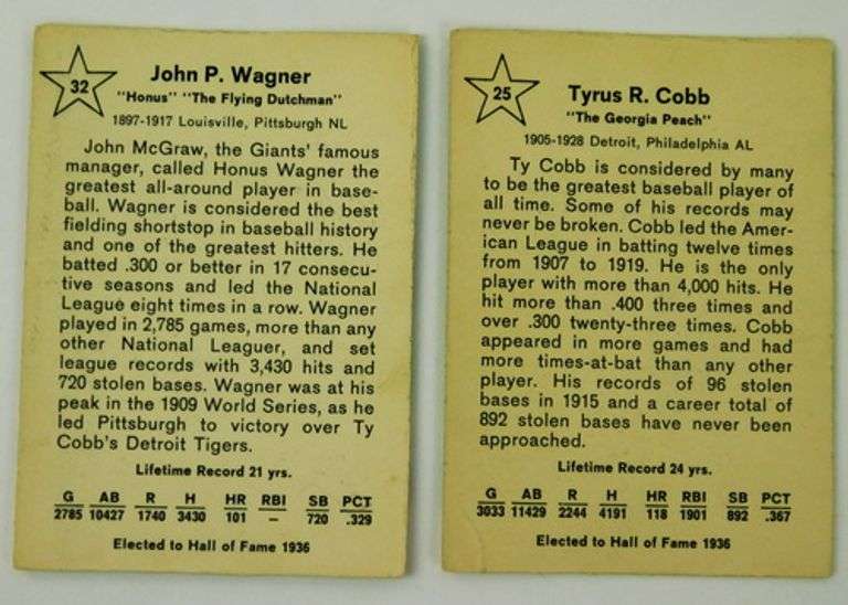 2 - 1963 Golden Press Hall of Fame Baseball Cards