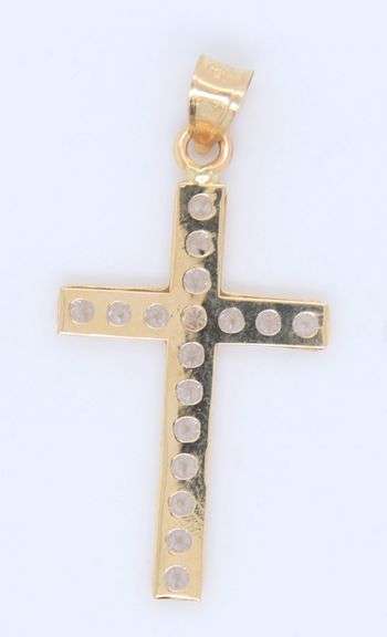 14kt Yellow gold cubic zirconia cross pendant