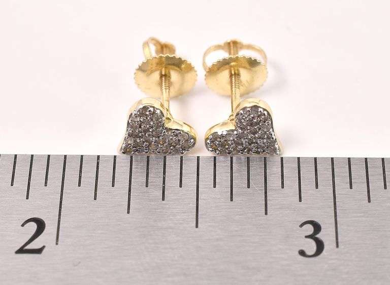 Romantic Approx. 0.33CTW Diamond Heart Earrings in 14K Yellow Gold