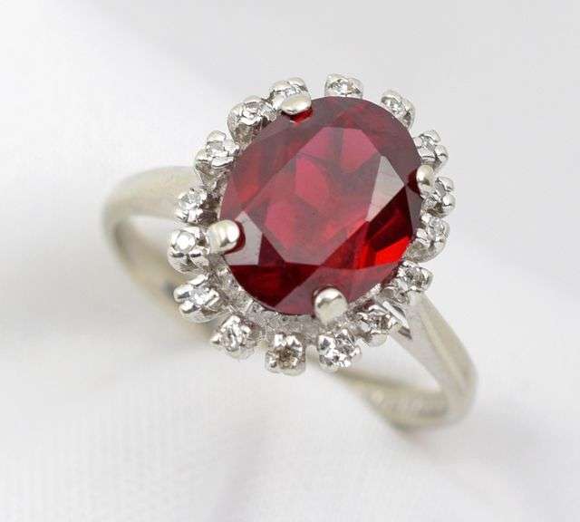 Pretty Synthetic Ruby & Diamond Ring