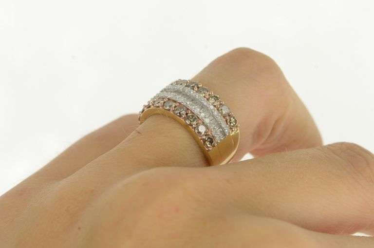 10K Yellow Gold 1.64 Ctw Cognac Diamond Layer Band Ring