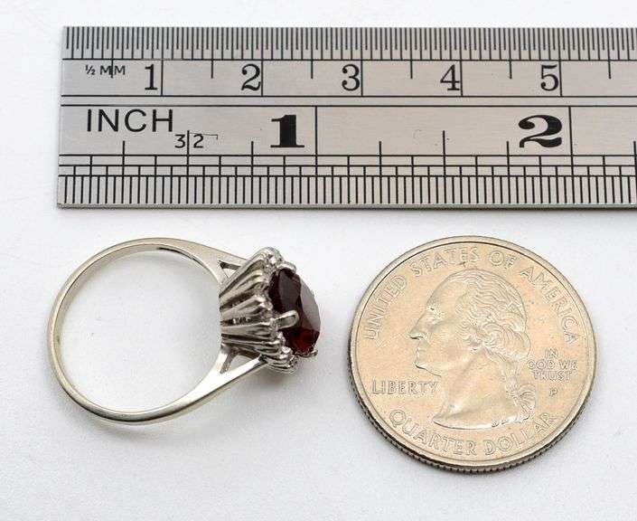 Pretty Synthetic Ruby & Diamond Ring