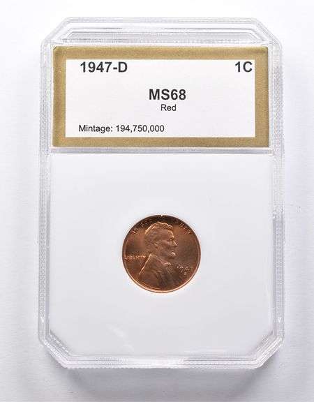 MS68 RD 1947-D Lincoln Wheat Cent PCG