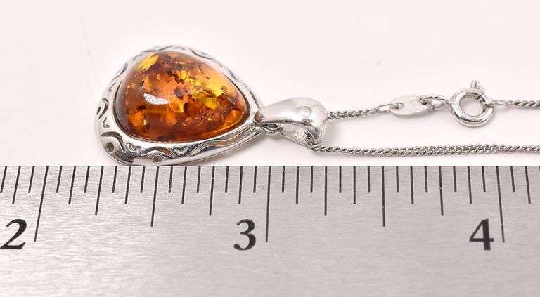 Sterling Silver Amber Gemstone Necklace