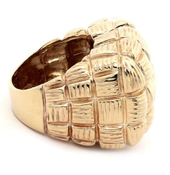 Polished Basketweave Dome Ring in 14K