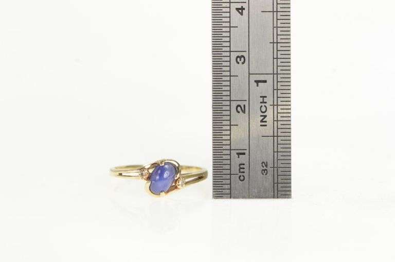 10K Yellow Gold Syn. Star Sapphire Diamond Bypass Ring