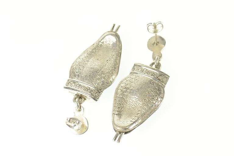 Sterling Silver Melesio Villarreal Taxco Enamel Ornate Snake Earrings