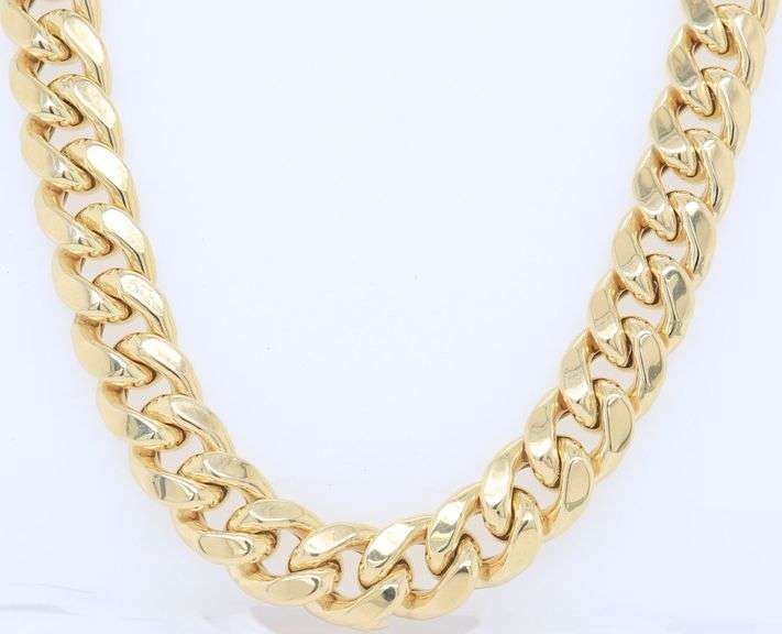 14kt Yellow gold curb cuban link chain necklace