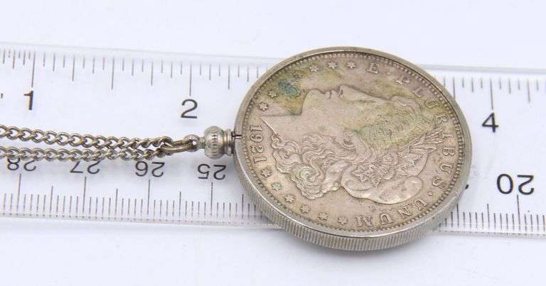 1921 Morgan silver pendant on chain necklace