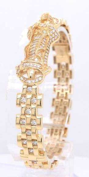 14kt Yellow gold Saint Jude cubic zirconia bangle braclet
