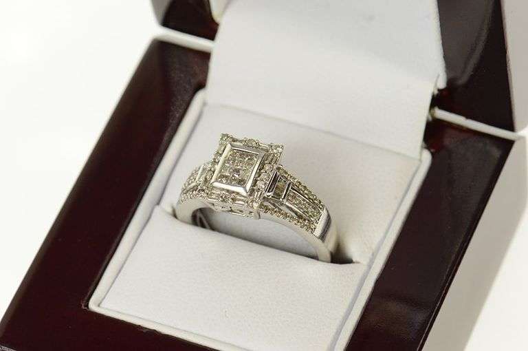 10K White Gold 0.52 Ctw Princess Diamond Squared Engagement Ring