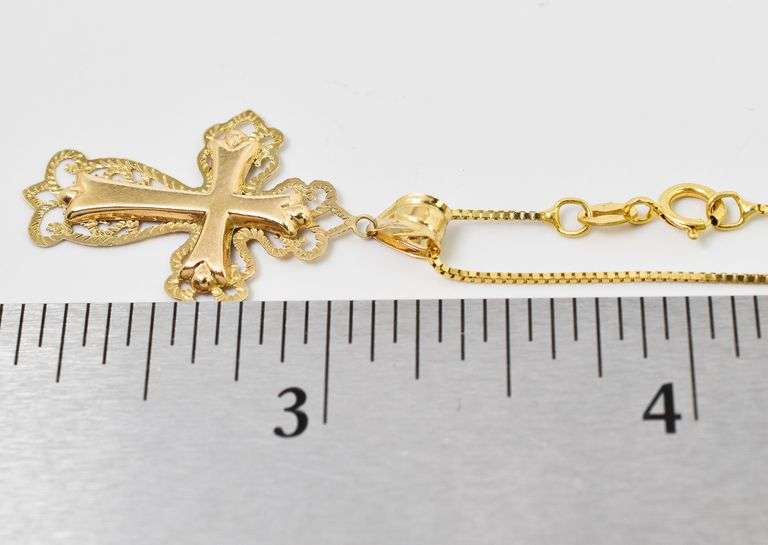 Spiritual 14K Yellow Gold Cross Pendant Necklace