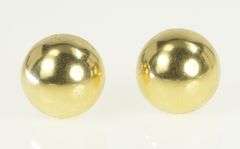 14K Yellow Gold Domed Vintage Round Circle Statement Earrings