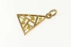 18K Yellow Gold 1.60 Ctw Pave Diamond Triangle Geometric Pendant