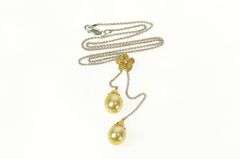 18K White Gold Denny Wong Pearl Diamond Flower Dangle Necklace