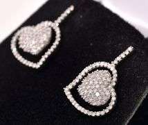 Astounding Approx. 0.54CTW Diamond Heart Earrings in 14K White Gold