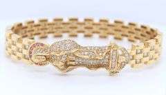 14kt Yellow gold Saint Jude cubic zirconia bangle braclet