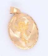14kt Tri color gold reversible round divino child and virgin Mary holy mother pendant